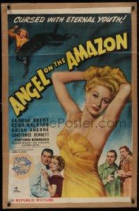 5d0049 ANGEL ON THE AMAZON 1sh 1948 art of George Brent, Vera Ralston, panther attack!