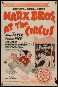 5d0067 AT THE CIRCUS 1sh R1962 Marx Brothers, Groucho, Chico & Harpo, Al Hirschfeld art!