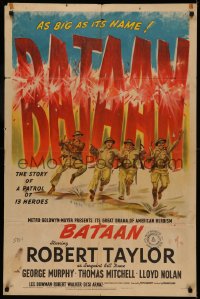 5d0085 BATAAN style D 1sh 1943 Robert Taylor in the story of a World War II patrol of 13 heroes!