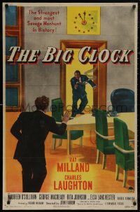 5d0108 BIG CLOCK 1sh 1948 Ray Milland in the strangest and most savage manhunt in history!