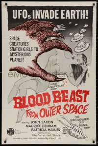 5d0130 BLOOD BEAST FROM OUTER SPACE 1sh 1966 UFOs invade Earth, creatures snatch sexy girls!
