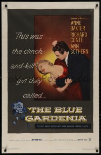 5d0132 BLUE GARDENIA 1sh 1953 Fritz Lang, Anne Baxter, there was nothing lily-white about her!