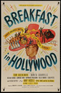 5d0140 BREAKFAST IN HOLLYWOOD 1sh 1946 Spike Jones and His City Slickers, Nat King Cole Trio!