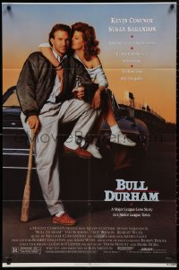 5d0152 BULL DURHAM 1sh 1988 great image of baseball player Kevin Costner & sexy Susan Sarandon!
