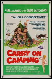 5d0176 CARRY ON CAMPING 1sh 1971 Sidney James, English nudist sex, wacky outdoors artwork!