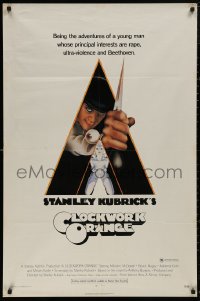 5d0206 CLOCKWORK ORANGE 1sh 1972 Stanley Kubrick classic, Castle art of Malcolm McDowell, X-rated!