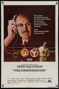5d0220 CONVERSATION 1sh 1974 art of Gene Hackman by Bernard D'Andrea, Francis Ford Coppola