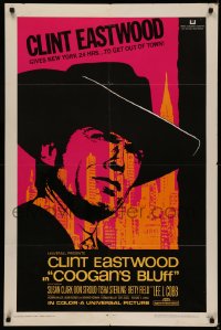 5d0221 COOGAN'S BLUFF 1sh 1968 art of Clint Eastwood in New York City, directed by Don Siegel!