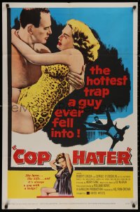 5d0223 COP HATER 1sh 1958 Ed McBain gritty film noir, the hottest trap a guy ever fell into!