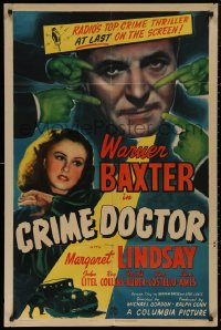 5d0236 CRIME DOCTOR 1sh 1943 detective Warner Baxter, Margaret Lindsay, radio's top crime thriller!
