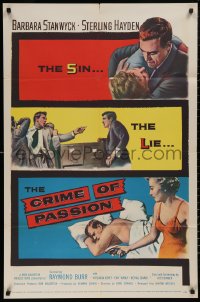5d0238 CRIME OF PASSION 1sh 1957 images of sexy Barbara Stanwyck, Sterling Hayden, Raymond Burr