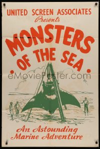 5d0278 DEVIL MONSTER 1sh R1930s Monsters of the Sea, cool artwork of giant manta ray!