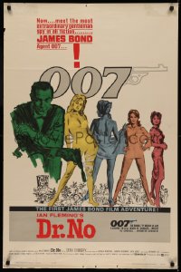 5d0306 DR. NO white smoke style 1sh 1963 Connery is most extraordinary gentleman spy, 1st James Bond!
