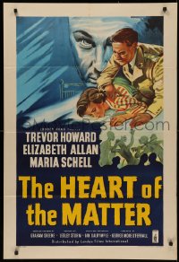 5d0501 HEART OF THE MATTER English 1sh 1954 different art of Trevor Howard & Elizabeth Allan!