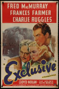 5d0347 EXCLUSIVE 1sh 1937 great artwork of Frances Farmer, Fred MacMurray, Charlie Ruggles!
