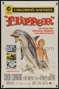 5d0383 FLIPPER 1sh R1970 Chuck Connors, Luke Halpin, Reynold Brown art of boy & dolphin!