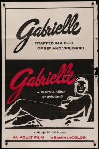5d0425 GABRIELLE 1sh 1970 trapped in a cult of sex and violence, different sexy artwork!