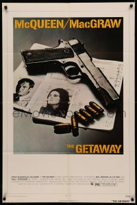 5d0436 GETAWAY 1sh 1972 Steve McQueen, McGraw, Sam Peckinpah, cool gun & passports image!