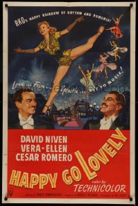 5d0493 HAPPY GO LOVELY 1sh 1951 art of David Niven, Vera-Ellen & Cesar Romero, rhythm & romance!