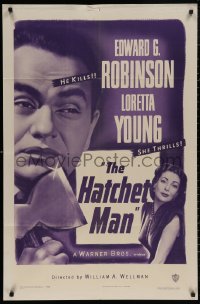 5d0496 HATCHET MAN 1sh R1949 Edward G Robinson holding hatchet, Loretta Young!
