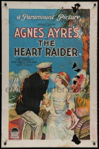 5d0502 HEART RAIDER 1sh 1923 Agnes Ayres' father gets insurance for her awful driving, ultra rare!