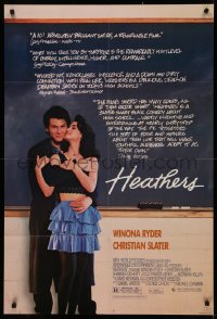 5d0508 HEATHERS 1sh 1989 great image of really young Winona Ryder & Christian Slater!