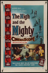 5d0518 HIGH & THE MIGHTY 1sh 1954 John Wayne, Claire Trevor, William Wellman airplane disaster!