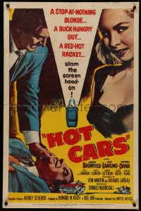5d0532 HOT CARS 1sh 1956 sexy bad stop-at-nothing blonde Joi Lansing, underworld's dirtiest racket!