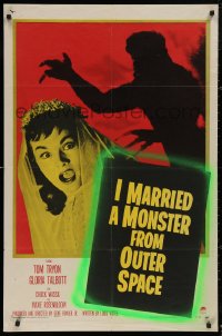 5d0547 I MARRIED A MONSTER FROM OUTER SPACE 1sh 1958 great image of Gloria Talbott & alien shadow!