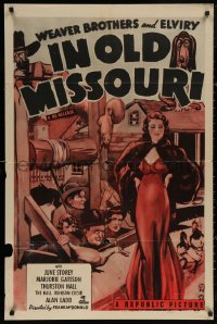 5d0554 IN OLD MISSOURI 1sh R1950 Alan Ladd, cool art of sexy June Story in red gown!
