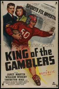 5d0621 KING OF THE GAMBLERS 1sh 1948 Janet Martin, William Wright, cool football image!