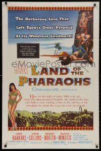 5d0643 LAND OF THE PHARAOHS 1sh R1959 sexy Egyptian Joan Collins wearing bikini by pyramids, Hawks