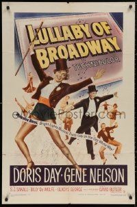 5d0692 LULLABY OF BROADWAY 1sh 1951 art of Doris Day & Gene Nelson in top hat and tails!