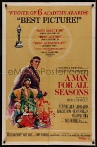 5d0712 MAN FOR ALL SEASONS style C 1sh 1966 Paul Scofield, Robert Shaw, Best Picture Academy Award!