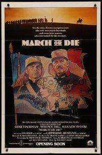 5d0727 MARCH OR DIE advance 1sh 1976 Hackman, Hill, French Foreign Legion battle by Drew Struzan!