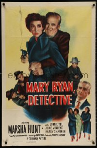5d0736 MARY RYAN, DETECTIVE 1sh 1950 Gangland falls for Marsha Hunt, the cop in skirts!