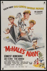 5d0746 McHALE'S NAVY 1sh 1964 Joseph Smith art of Ernest Borgnine, Tim Conway & cast on ship!