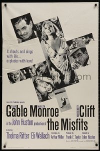5d0760 MISFITS 1sh 1961 sexy Marilyn Monroe, Clark Gable, Montgomery Clift, John Huston directed