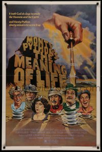 5d0769 MONTY PYTHON'S THE MEANING OF LIFE 1sh 1983 Garland artwork of the screwy Monty Python cast!