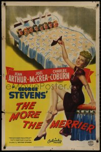 5d0774 MORE THE MERRIER style B 1sh 1943 misleading art of sexy Jean Arthur and eight girls in bed!