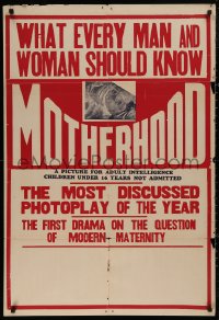 5d0776 MOTHERHOOD 1sh R1940s re-release of 1925 movie about science making childbirth easier!