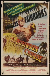 5d0781 MR. ROBINSON CRUSOE 1sh R1953 dashing Douglas Fairbanks & sexy island babe!