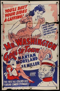 5d0782 MR. WASHINGTON GOES TO TOWN 1sh R1940s Mantan Moreland, Toddy all-black comedy!