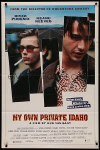5d0793 MY OWN PRIVATE IDAHO 1sh 1991 close up of smoking River Phoenix & Keanu Reeves!