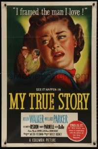 5d0796 MY TRUE STORY 1sh 1951 from the magazine, ex-con female jewel thief's husband won't forgive!