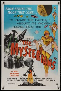 5d0797 MYSTERIANS 1sh 1959 they're abducting Earth's women & leveling its cities, RKO printing!