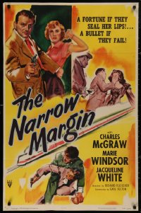 5d0802 NARROW MARGIN 1sh 1952 Richard Fleischer classic film noir, McGraw, Windsor!