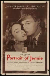 5d0893 PORTRAIT OF JENNIE 1sh 1949 Joseph Cotten loves pretty ghost Jennifer Jones!