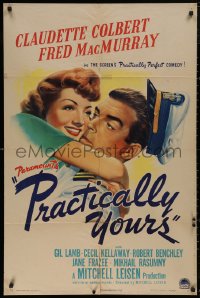 5d0898 PRACTICALLY YOURS 1sh 1944 Claudette Colbert + Air Force pilot Fred MacMurray!