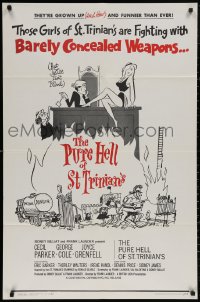 5d0909 PURE HELL OF ST TRINIAN'S 1sh 1961 English comedy, sexy artwork, barely concealed weapons!